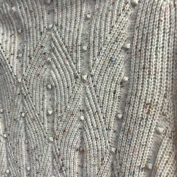 Talbots Cream Multi Speckled Raised Dots Oversized Open Front Cozy Knit Cardigan - Picture 9 of 12